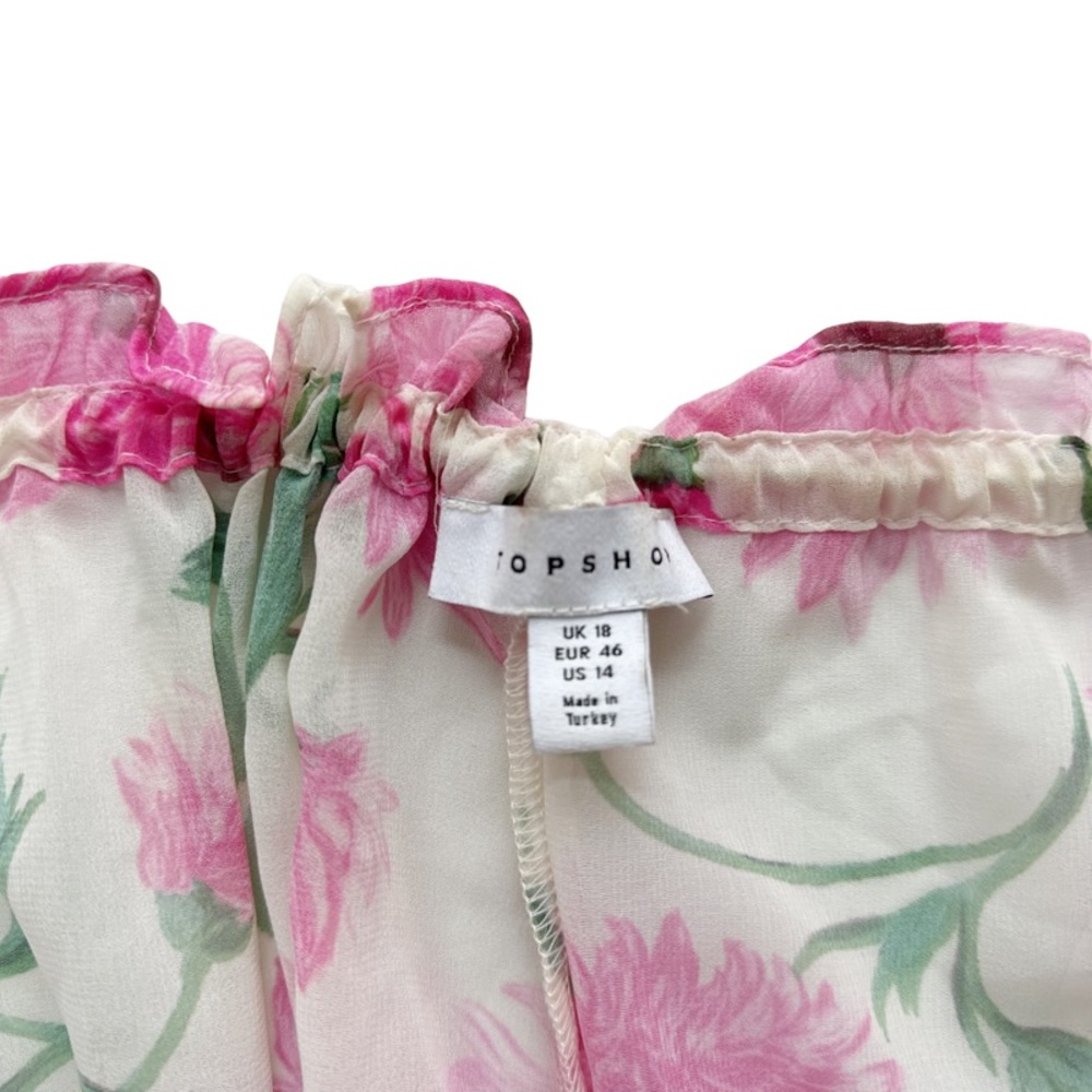TopShop Off The Shoulder Smock Blouse In Floral Print Size 14 - Picture 7 of 9